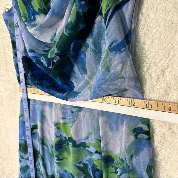 Lulus‎ Flowery Passion Blue Floral Print Cowl Neck Midi Dress Women’s Small NEW - Picture 13 of 14